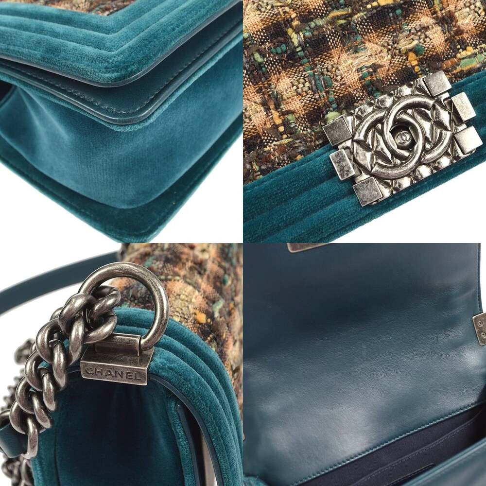 Chanel Quilted Tweed Boy With Velvet Flap Bag Blue - Picture 4 of 4